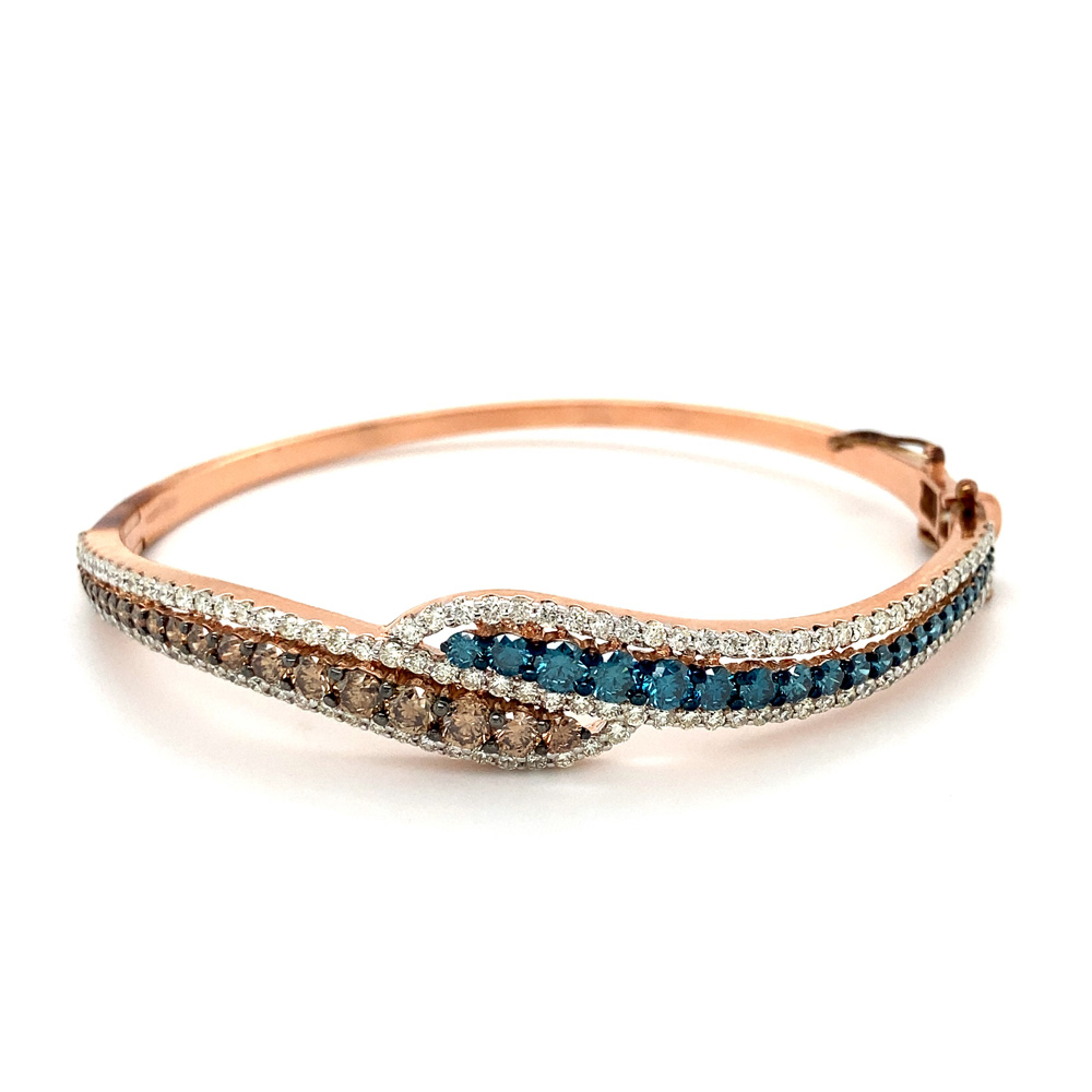 Orangy Brown and Blue Diamond in 14K Rose Gold