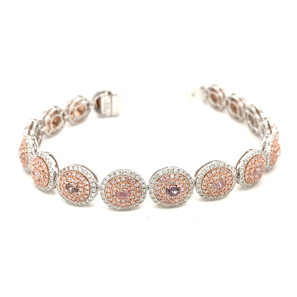 Pink Diamond Ladies Bracelet in 18K Two Tone Gold