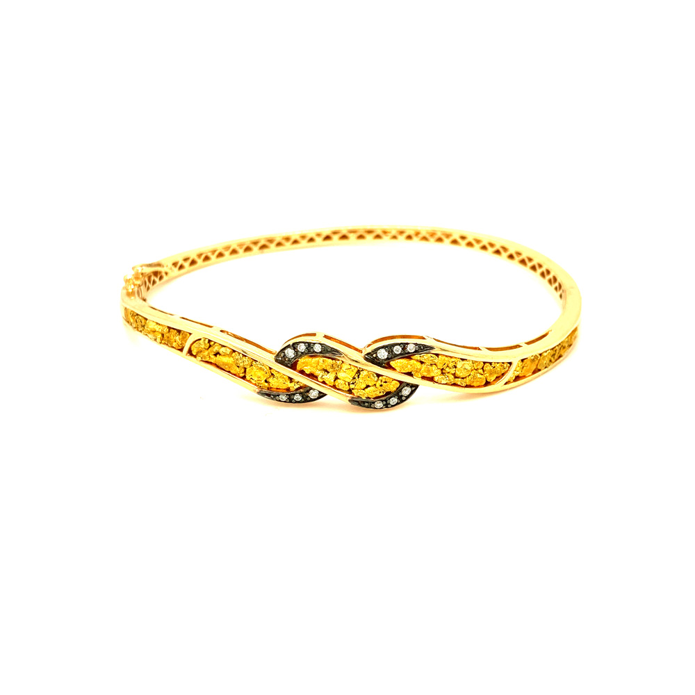 Gold Nugget Bangle in 14K Yellow Gold