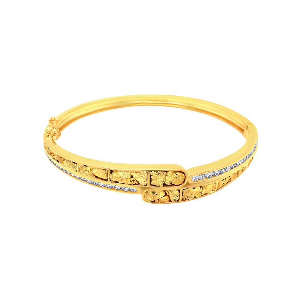 Gold Nugget Ladies Bangle in 14K Yellow Gold