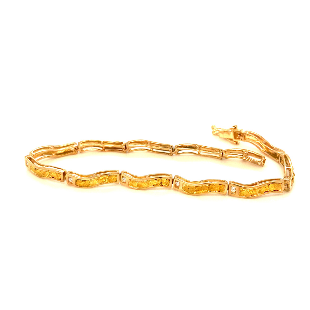 Gold Nugget Ladies Bracelet in 14K Yellow Gold