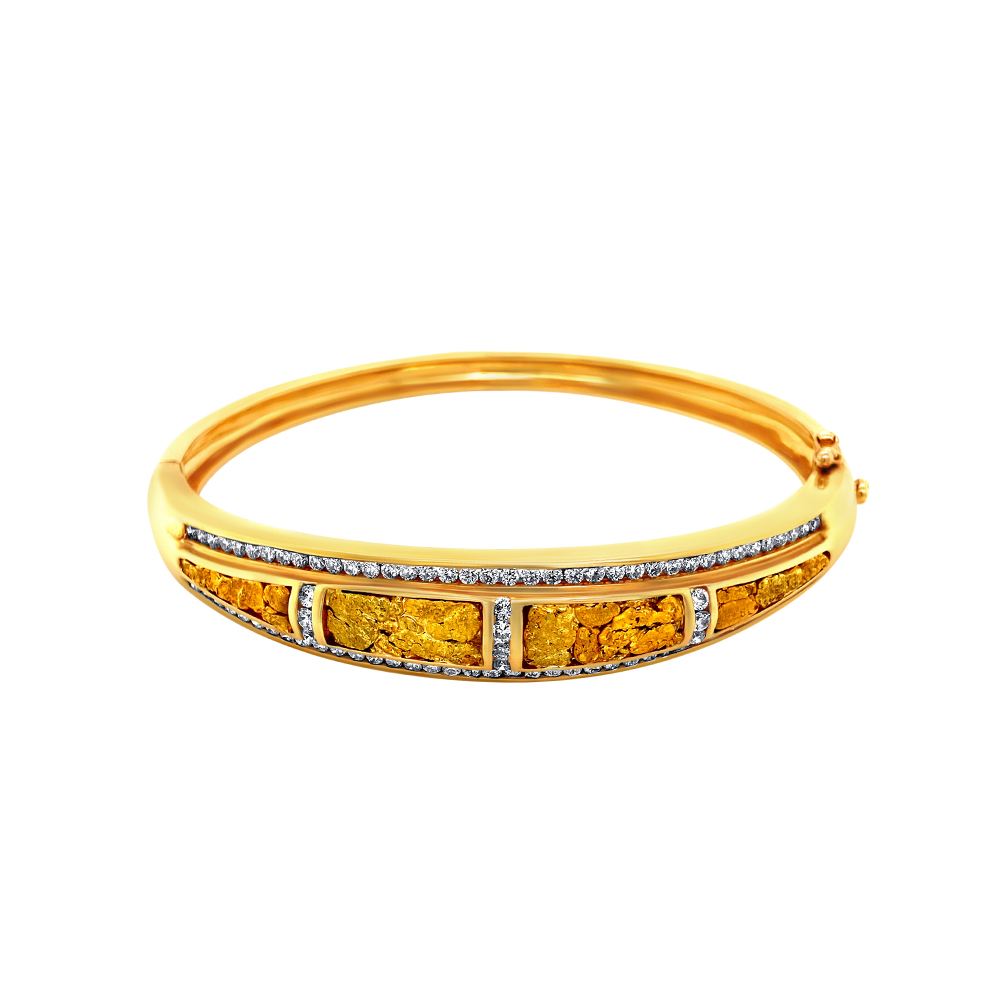 Gold Nugget Bangle in 14K Yellow Gold