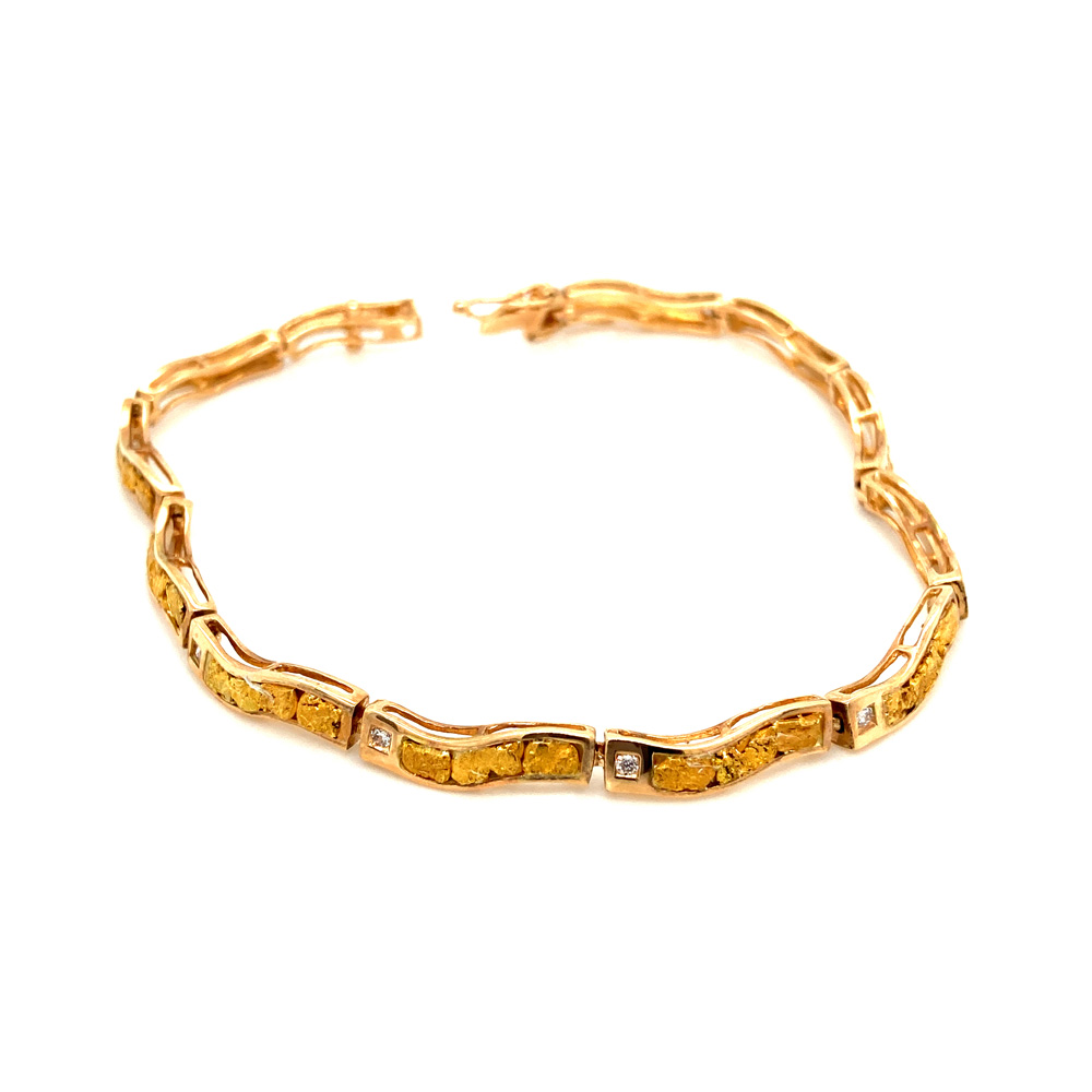 Gold Nugget Bracelet in 14K Yellow Gold