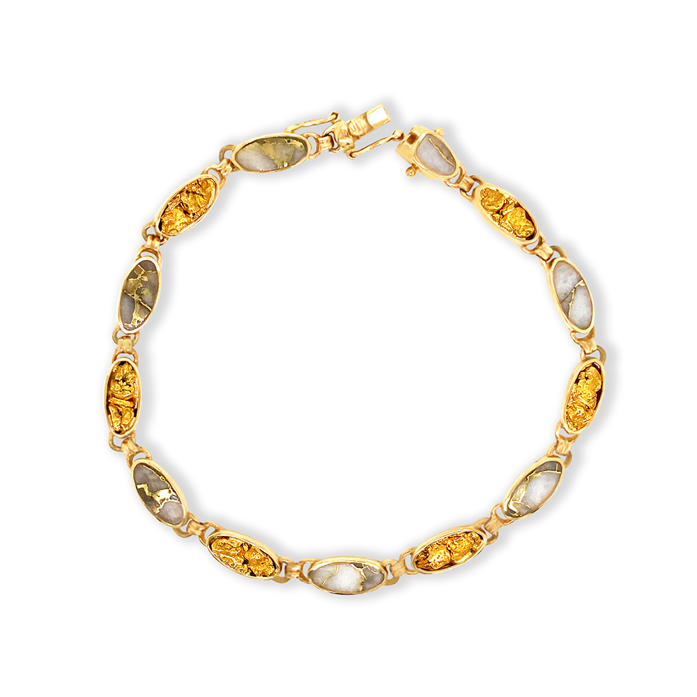 White Glacier Gold & Gold Nugget Bracelet in 14K Yellow Gold