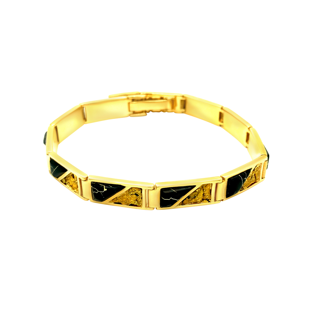Black Glacier Gold & Gold Nugget Bracelet in 14K Yellow Gold