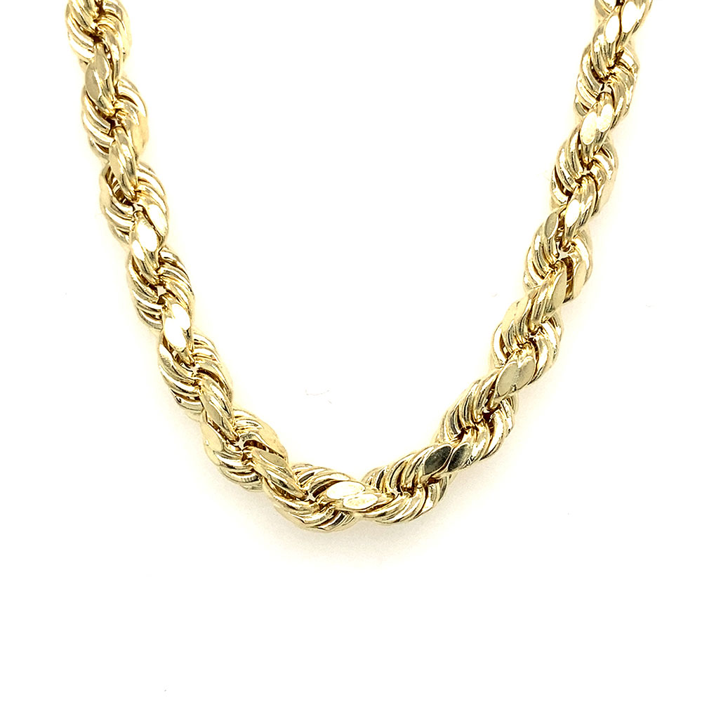 Diamond Cut Rope Style Chain in 10K Yellow Gold
