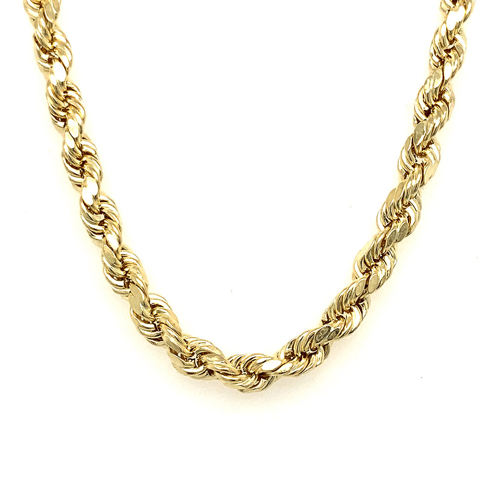 Diamond Cut Rope Style Chain in 10K Yellow Gold