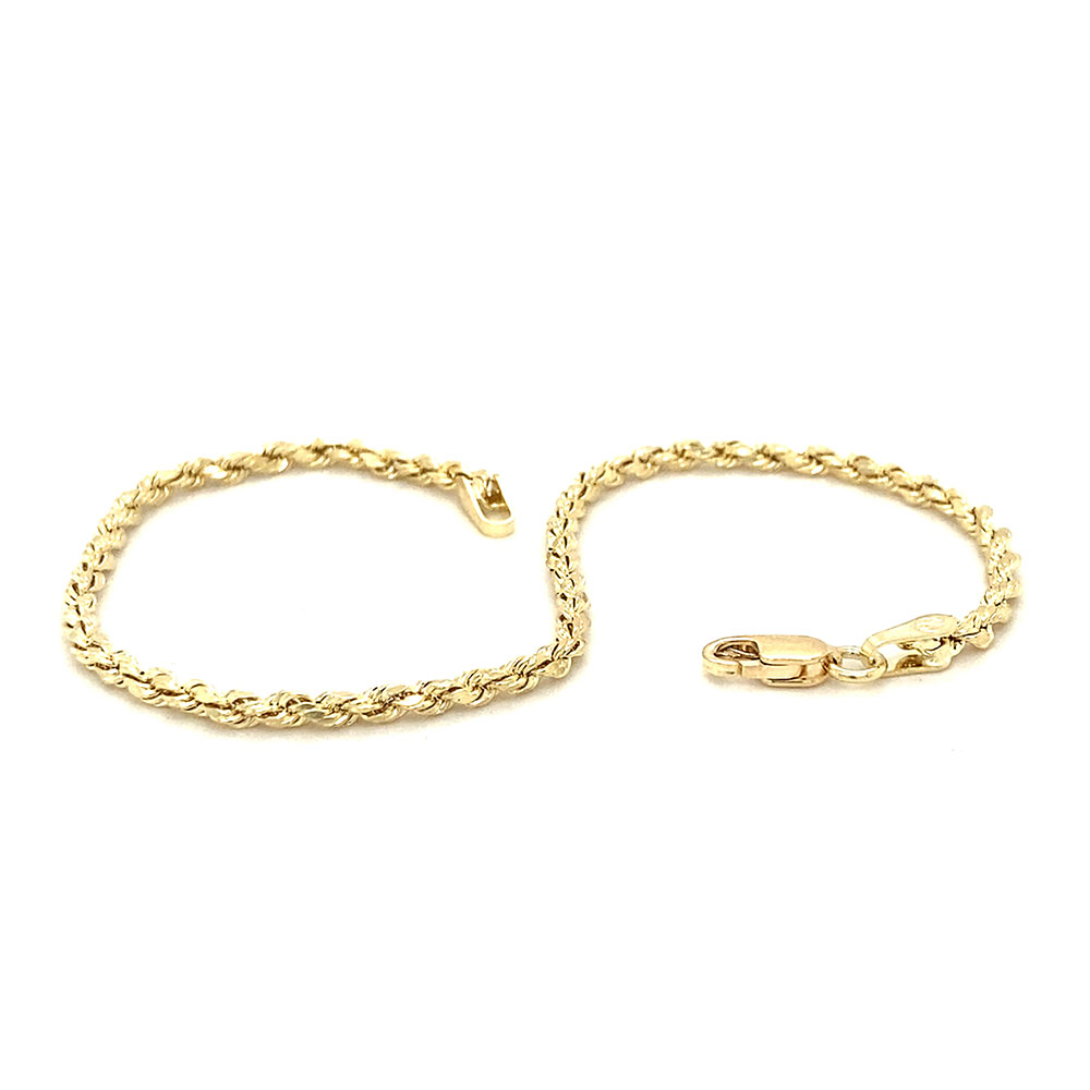 Diamond Cut Rope Style Bracelet in 10K Yellow Gold
