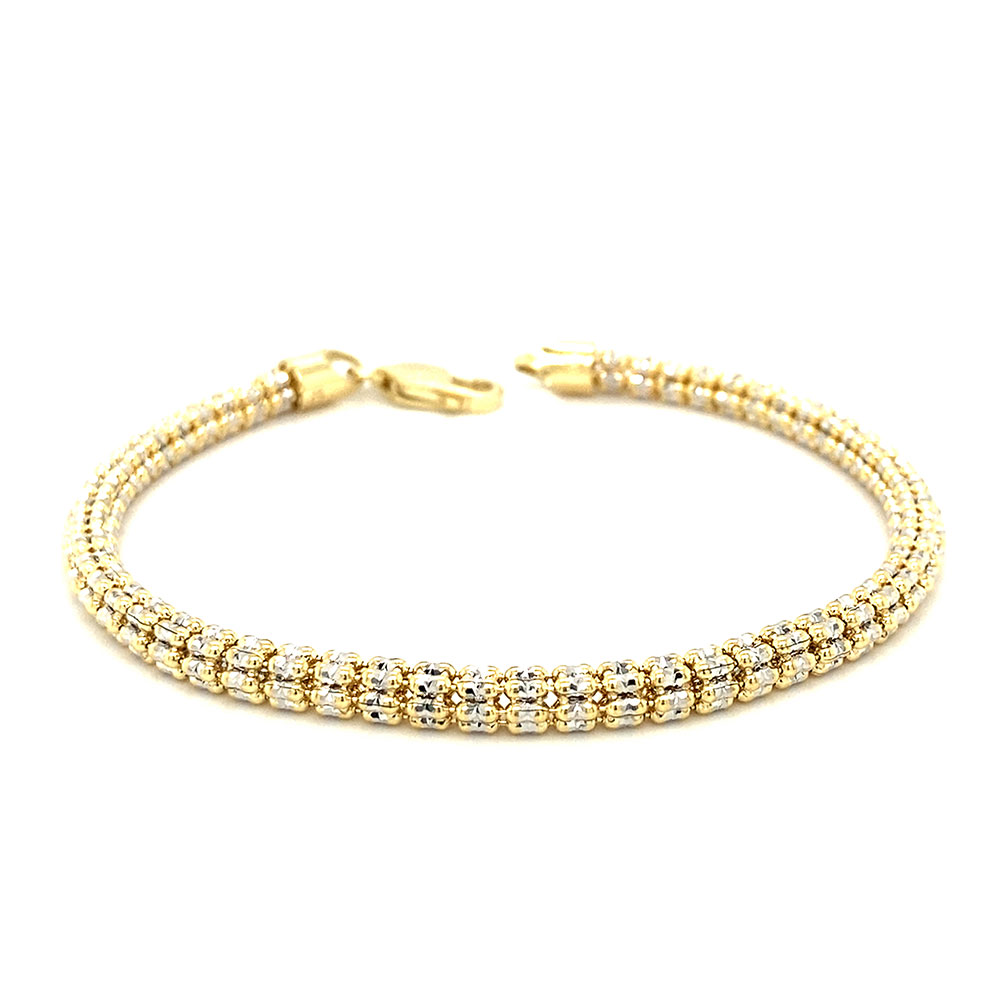 Ice Chain Style Bracelet in 10K Two Tone Gold