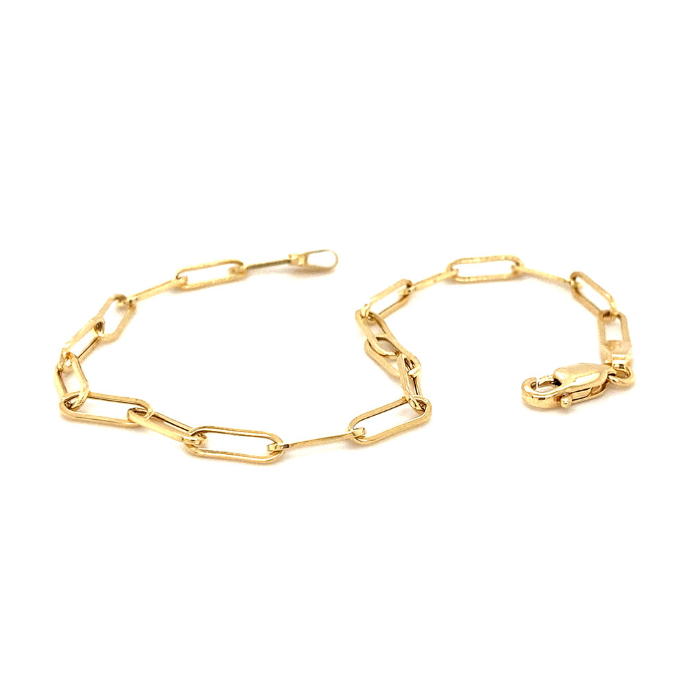 Paperclip Style Bracelet in 14K Yellow Gold