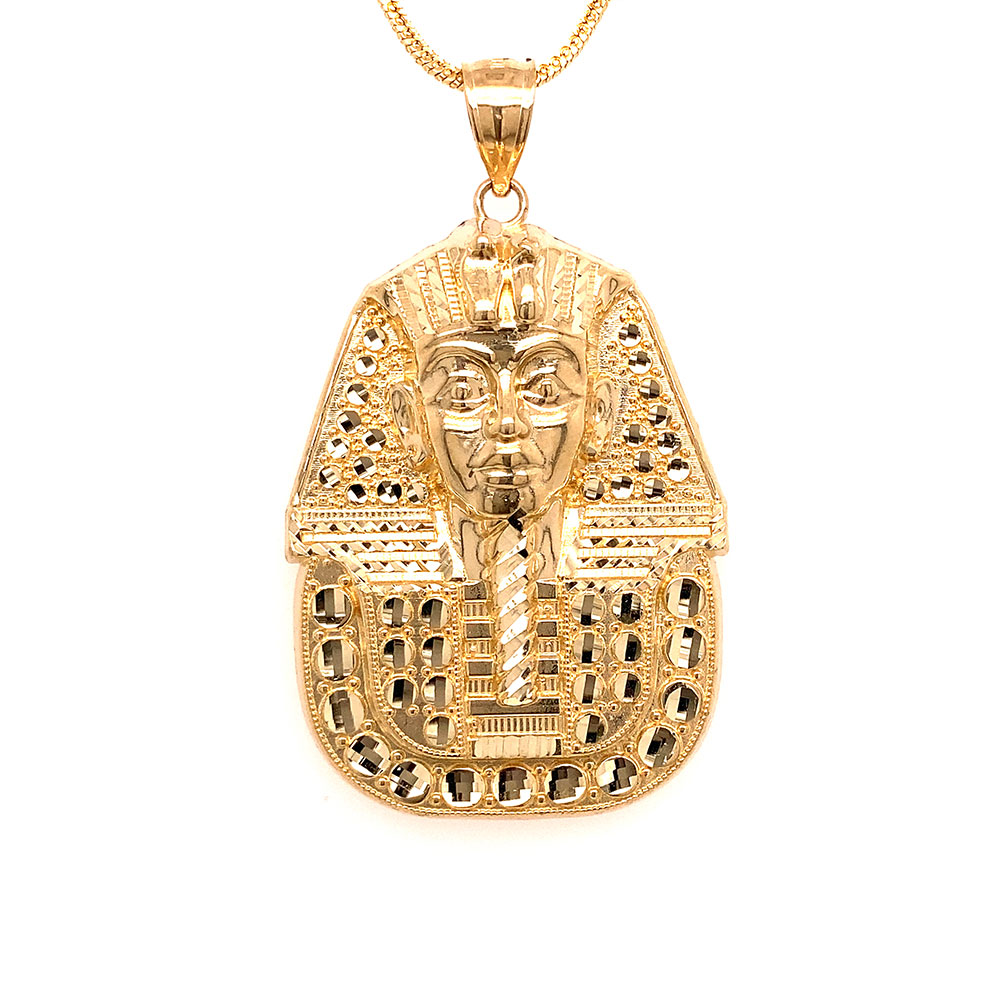Diamond Cut Pharaoh Charm Pendant in 10K Yellow Gold