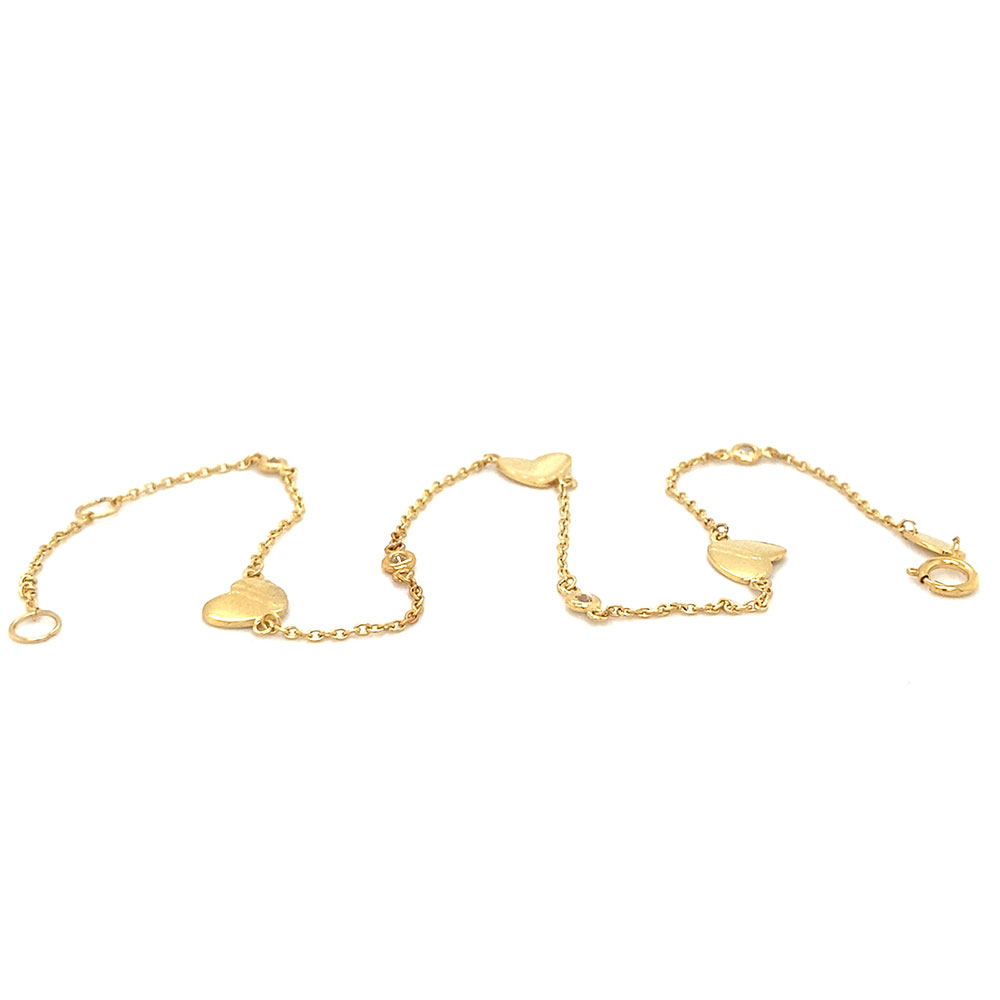 Heart Style Anklet in 10K Yellow Gold
