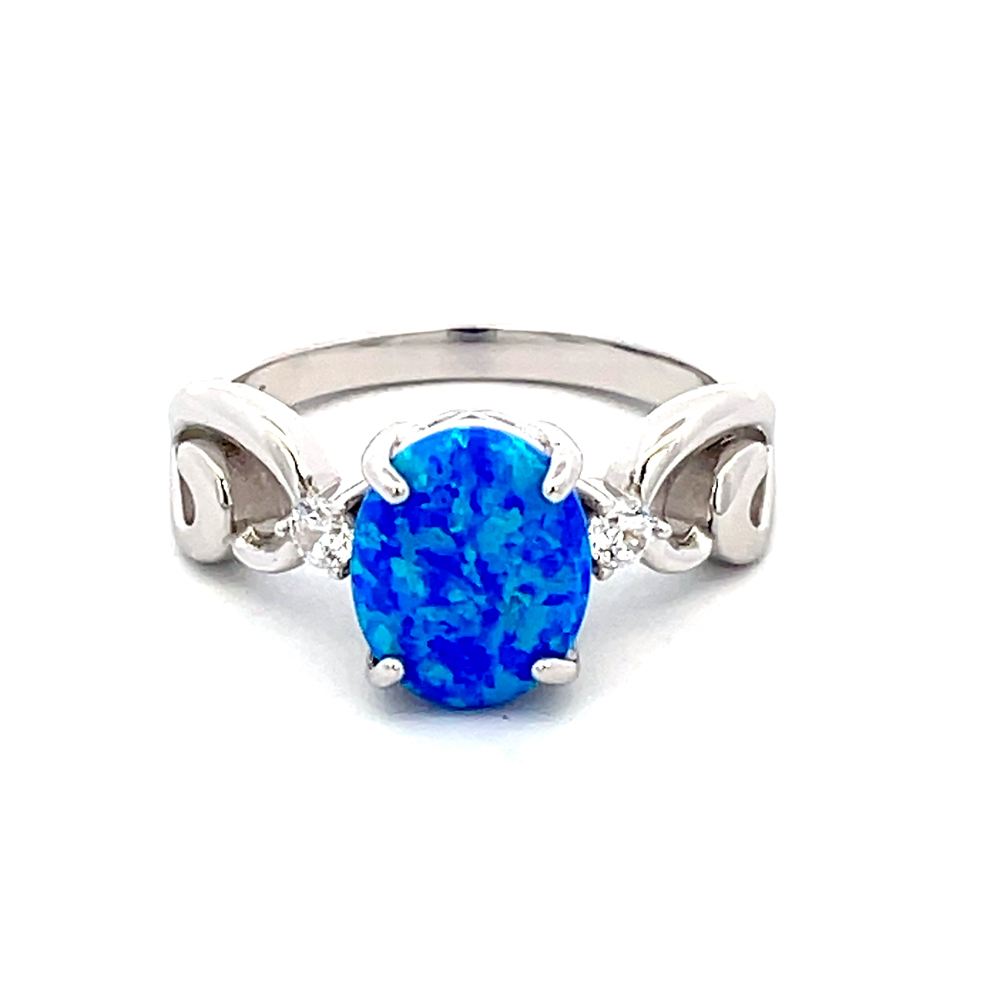 Blue Opal Ring In Sterling Sliver