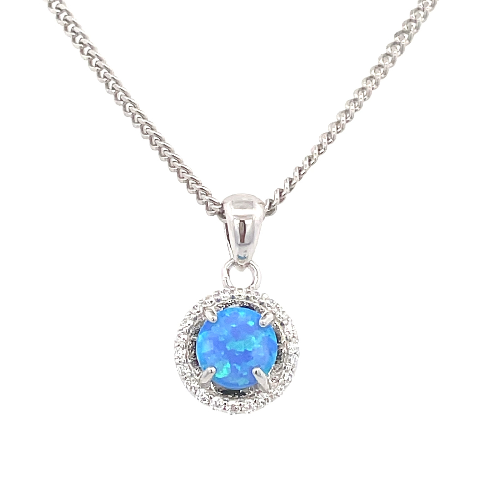 Blue Opal Pendant In Sterling Silver