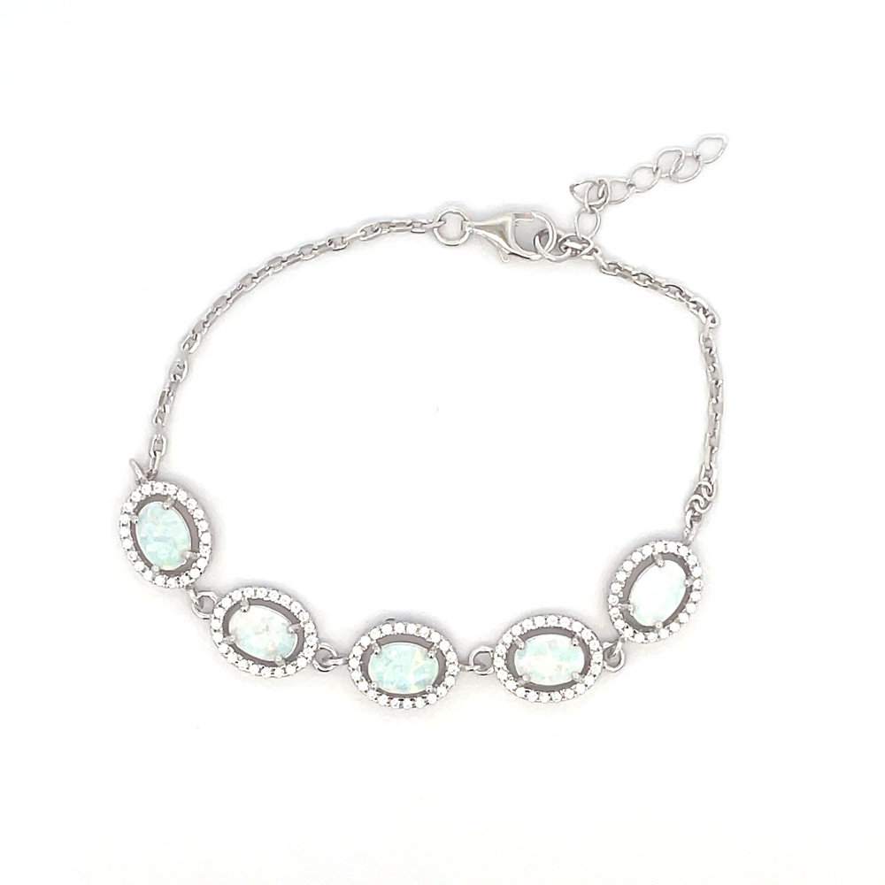 White Opal Bracelet In Sterling Silver