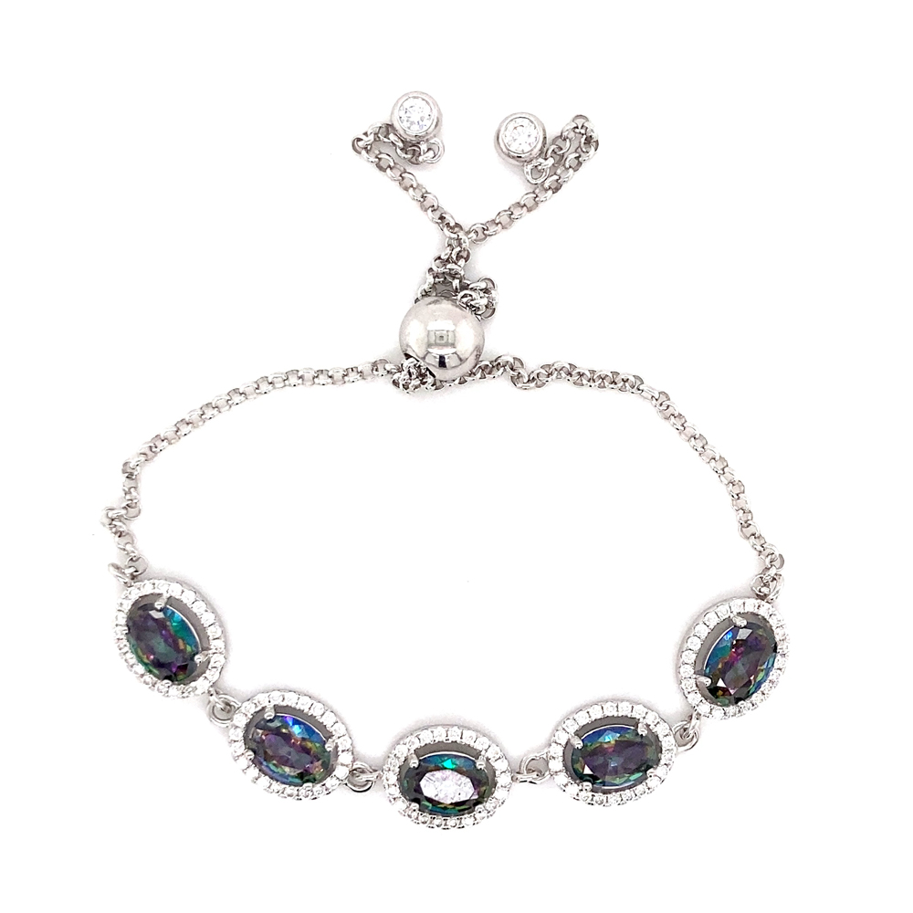 Northern Lights Topaz Bolo Bracelet In Sterling Silver