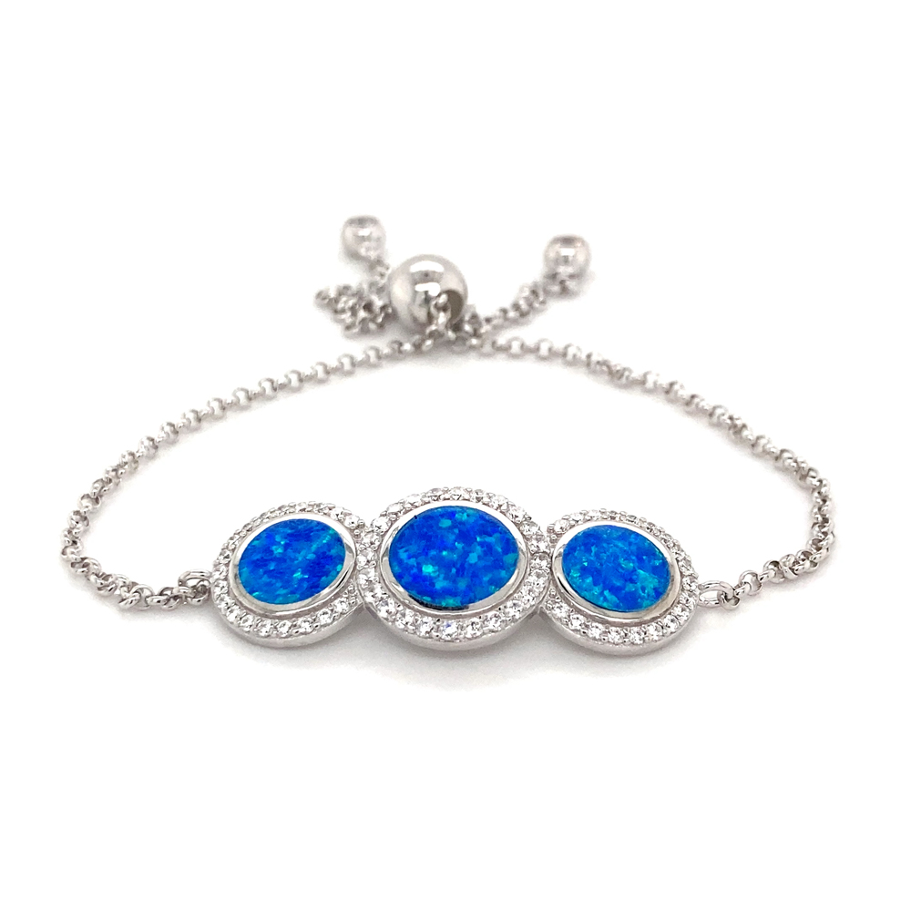 Blue Opal Bracelet In Sterling Silver