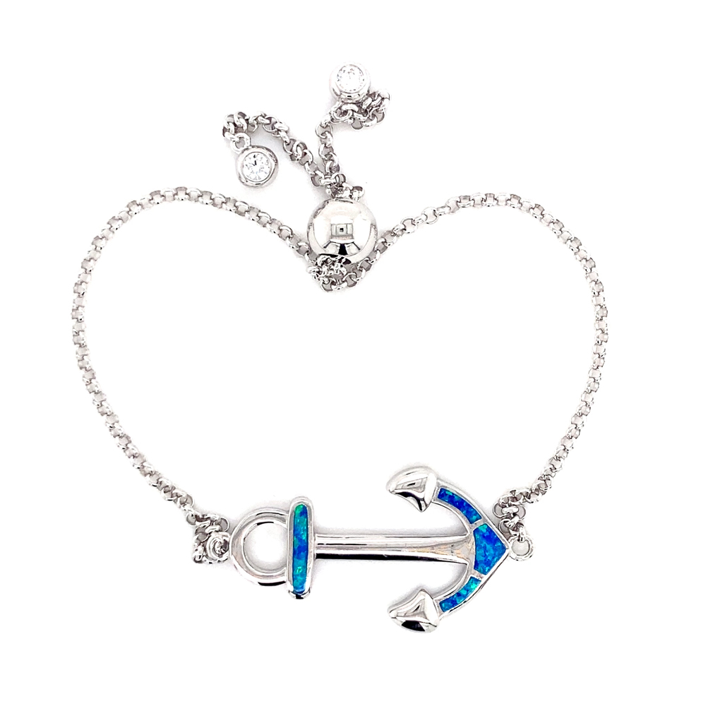 Blue Opal Bolo Bracelet In Sterling Silver