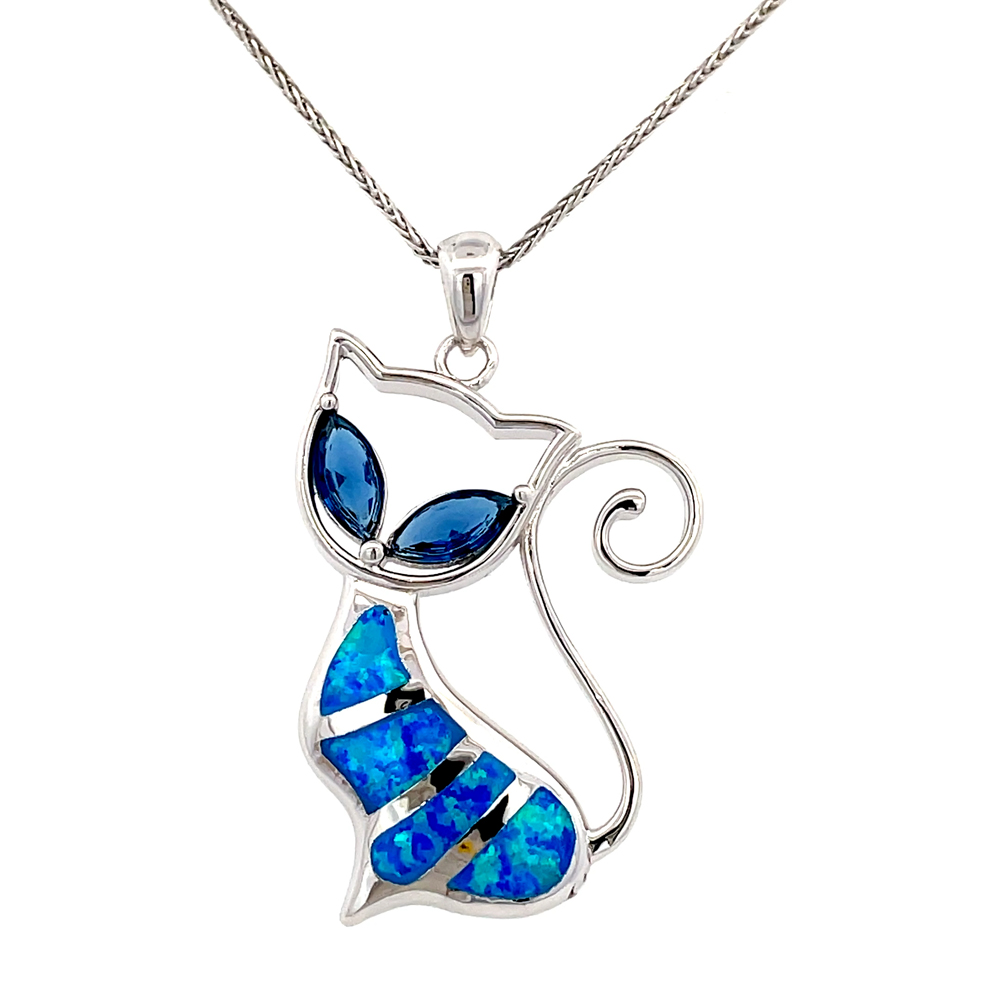 Blue Opal Pendant In Sterling Silver