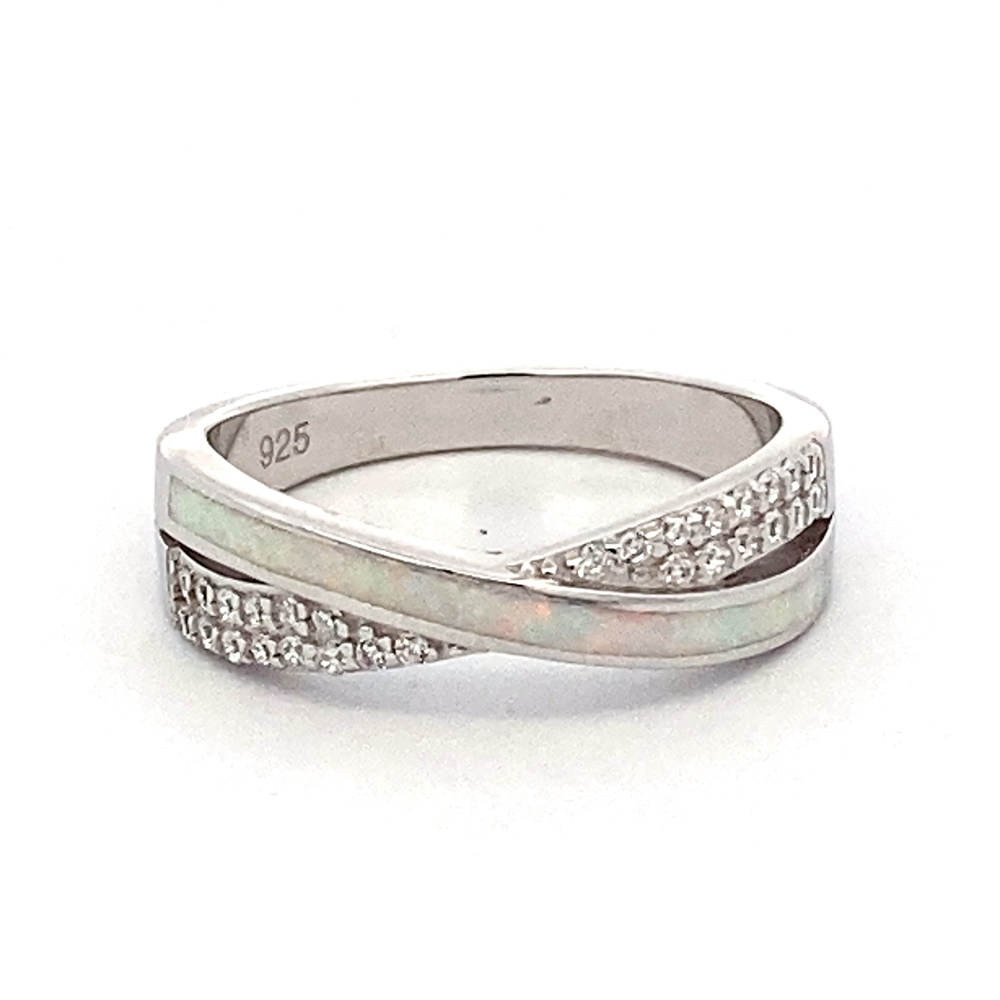 White Opal Ring In Sterling Sliver