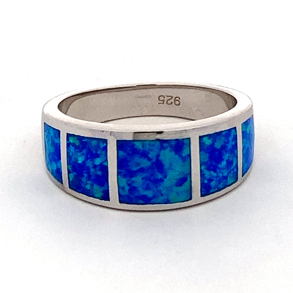 Blue Opal Ring In Sterling Sliver