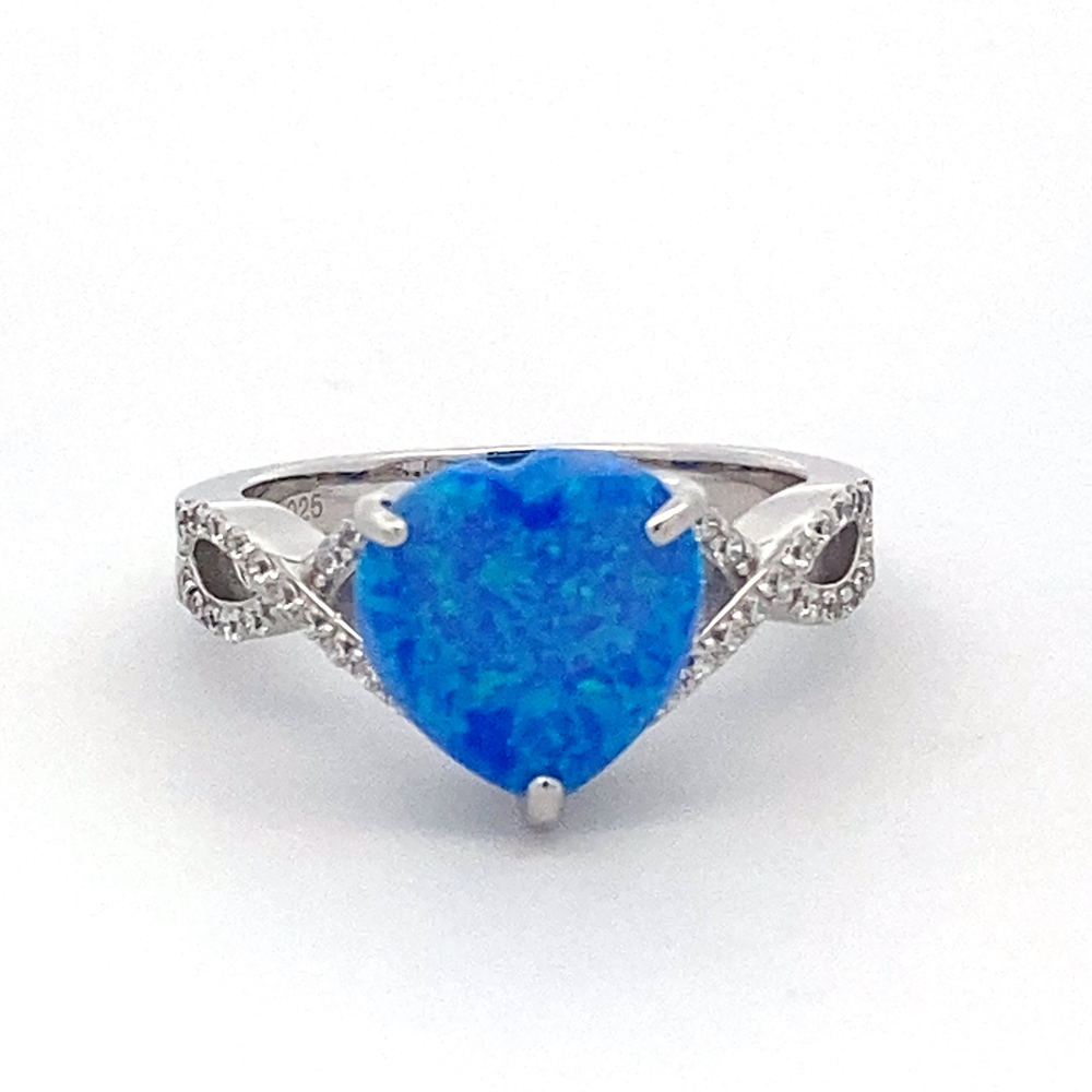 Blue Opal Ring In Sterling Sliver