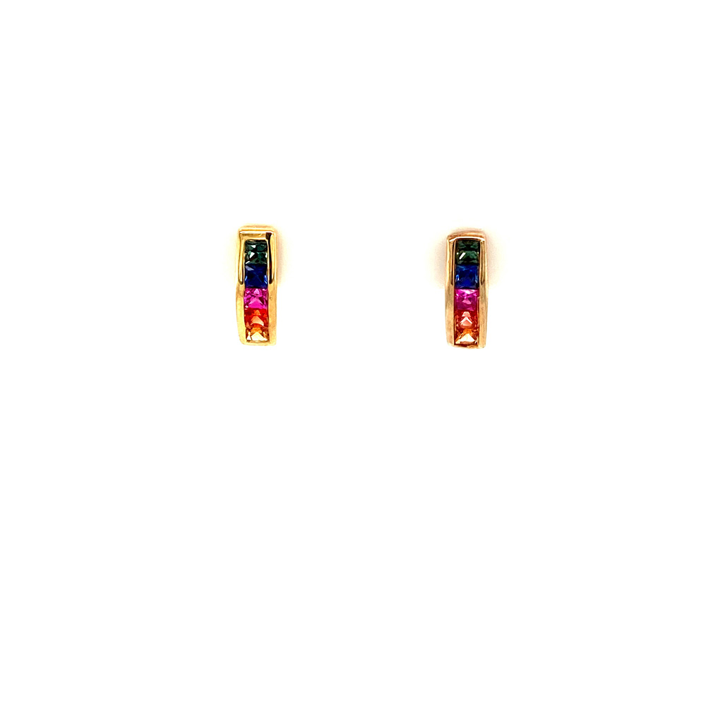 Multicolor Sapphire Earring in 14K Yellow Gold